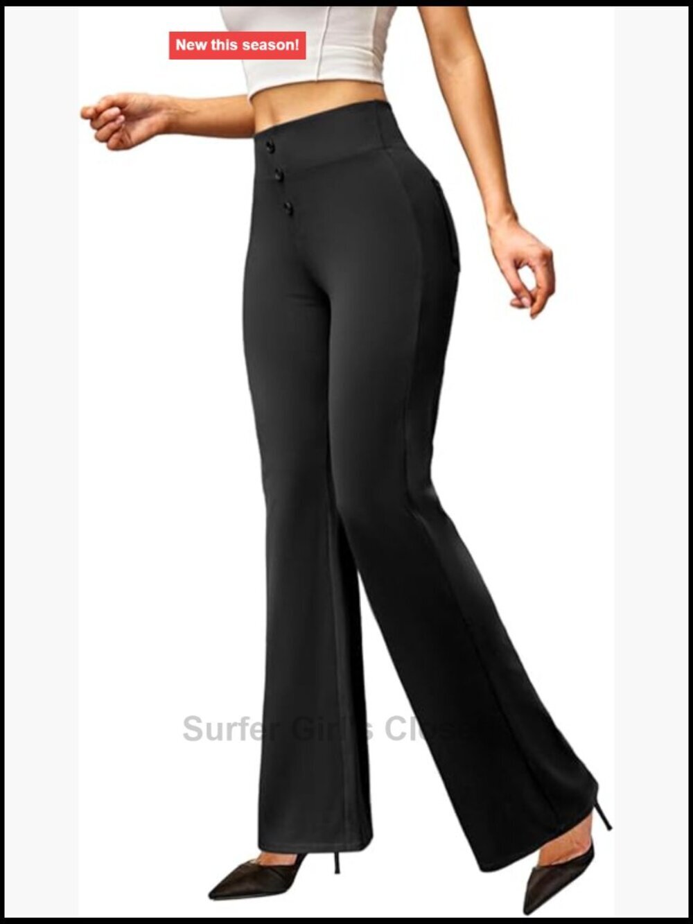 High Waist Bootcut Dress Pants Stretchy Work Trousers with Back Pockets